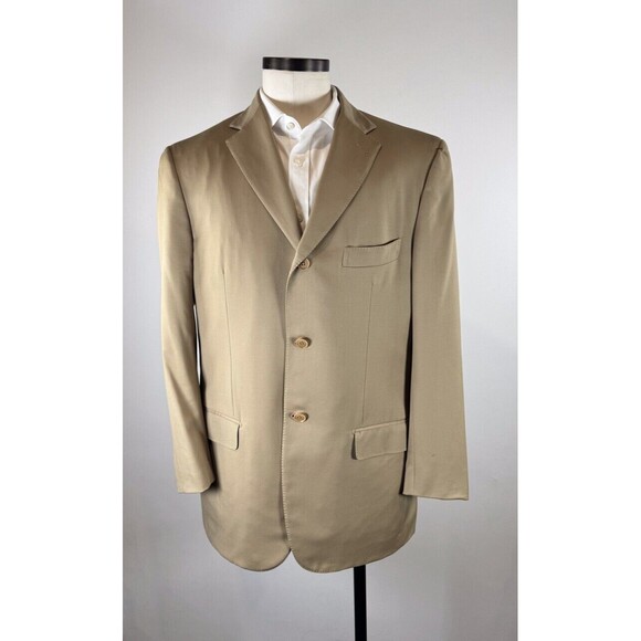 ISAIA Napoli Mens Blazer Brown Base S Aquaspider Super160s Wool Italian Suit 44L - Picture 1 of 16